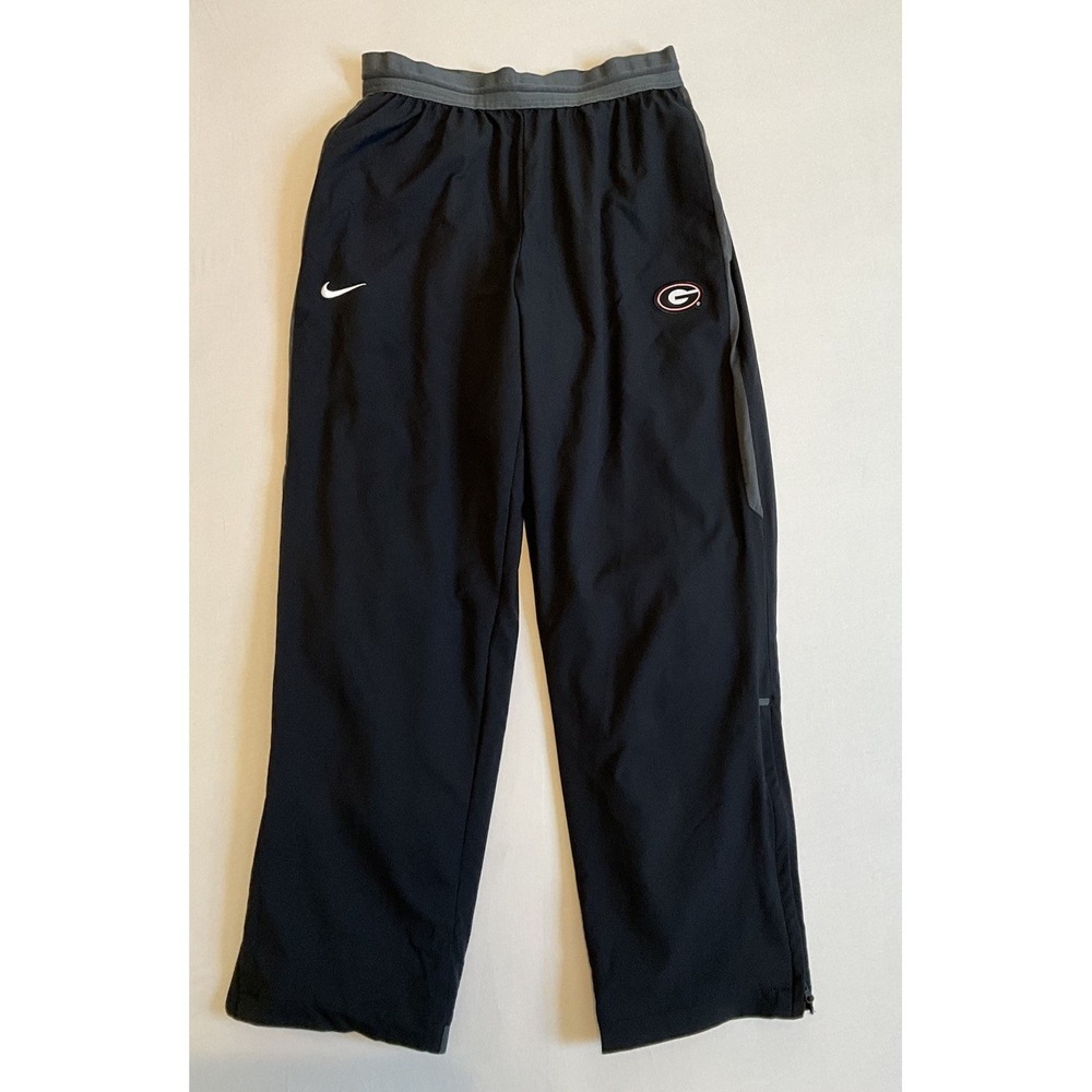 Nike Georgia Bulldogs Track Pants Mens Large Leg Zip Ankle Team Issued black UGA